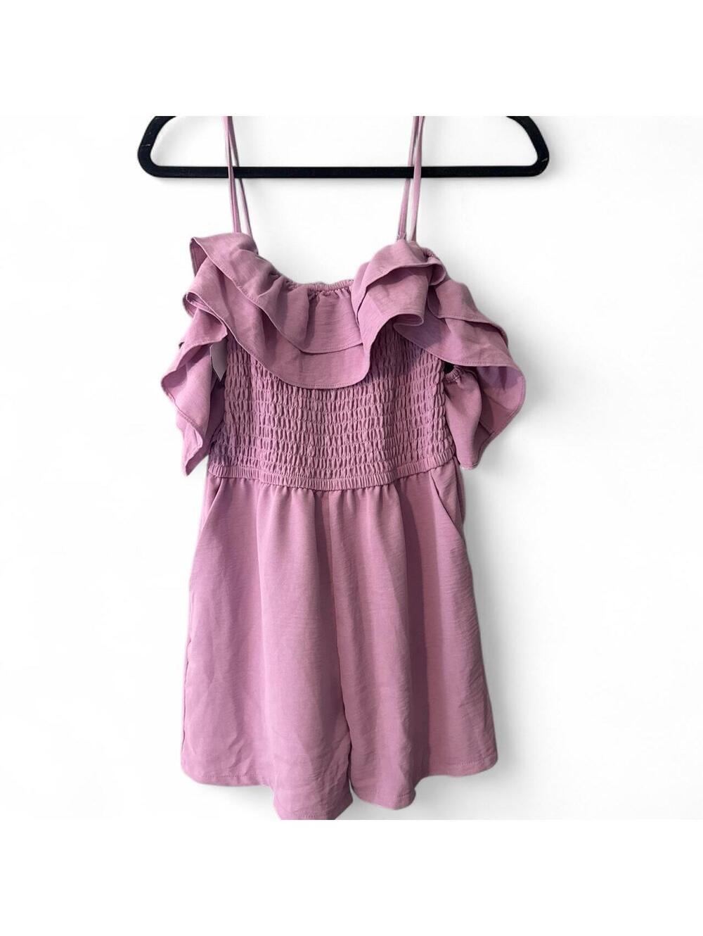 MOA loves MOA purple ruffle romper size M NWT